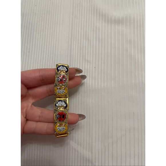 Antique Vintage Micro Mosaic Millefiori Bracelet Art Deco Victorian Panel - Picture 8 of 11
